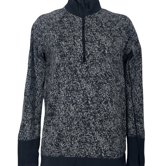 lululemon athletica Tops - Lululemon Rest Less 1/2 Zip Pullover Women's Sz 4/6 Black White Top Yoga Workout